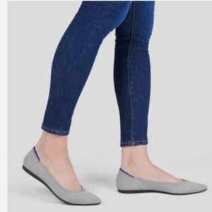 EUC *Retired* Rothy's Light Grey Flax Birdseed The Point Flat